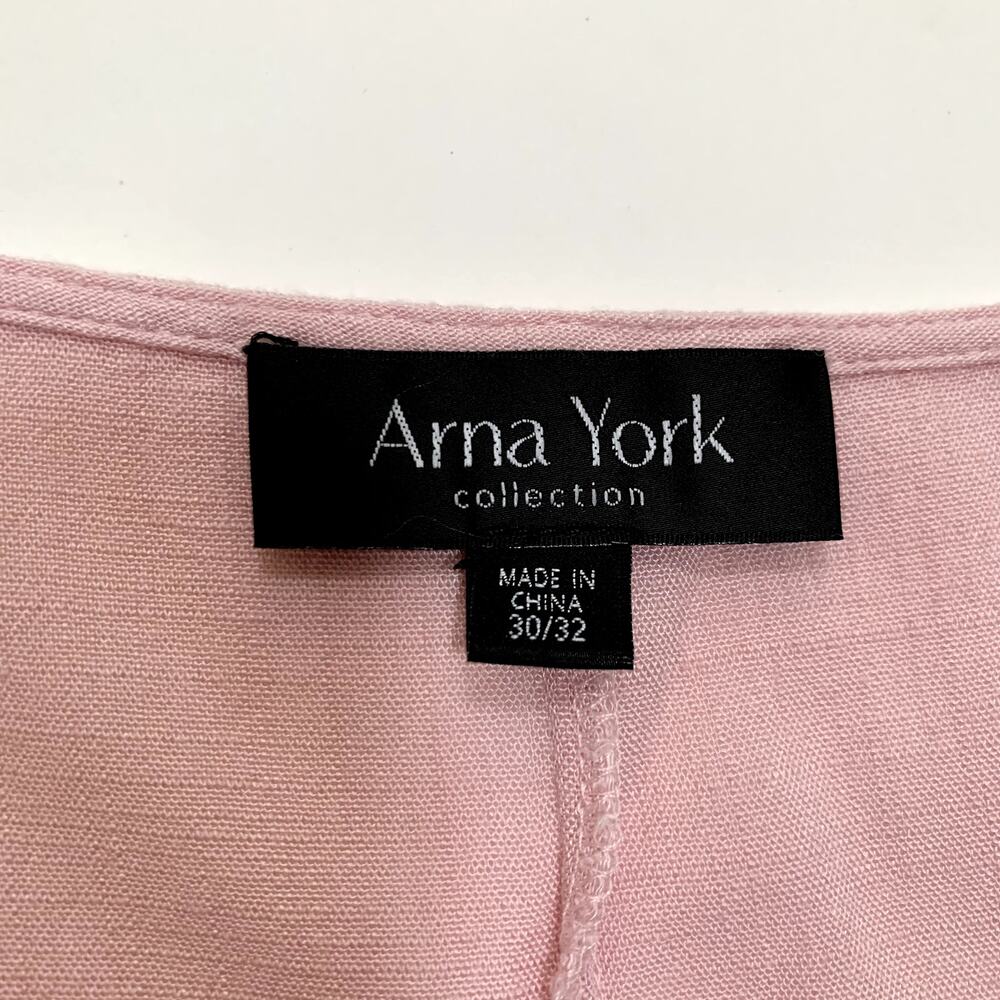 ARNA YORK Selena Tunic Top Petal Pink Tiered Lagenlook Double Hem Size 30/32 - Picture 3 of 5